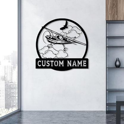 Personalized Metal Airplane Wall Art, Airplane Name Sign, Customized Pilot Name - Image 8