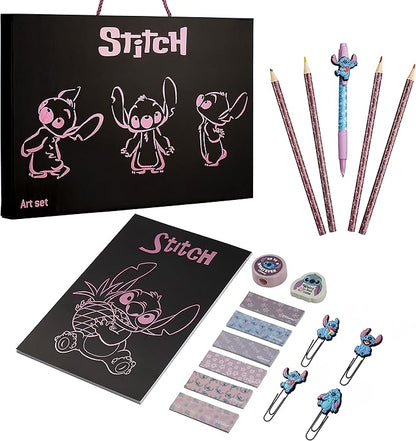 Disney Stitch Stationery Supplies Set Notebook Pencil Case & Ballpoint Pens or by Disney