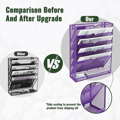 EASEPRES 6 Tier Mesh Hanging Wall File Organizer, Desk Vertical Mail Paper - Image 3