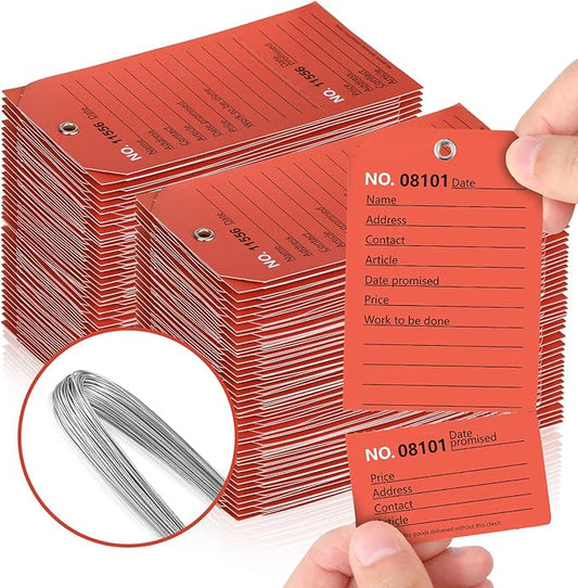 200 Pack Red Repair Tags with Wire Rope Service Repair Tags Numbered with Wire by XUWAIDSGN