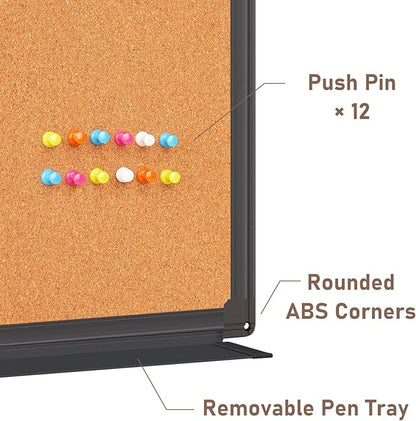 maxtek Combination White Board & Bulletin Cork Board 24 x 18 Whiteboard Magnetic - Image 4