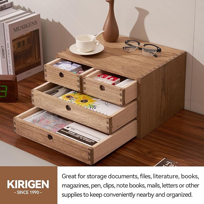 Kirigen Wood Desktop Storage Cabinet/Workspace Document Office necessity - Image 5