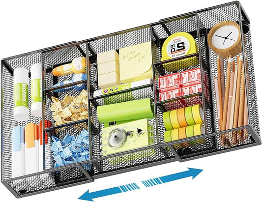 Marbrasse Expandable Desk Drawer Organizer, Mesh Drawer Organizer Tray by Marbrasse