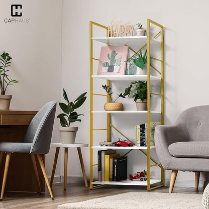 CAPHAUS 5 Tier Bookshelf, 24 Inch Width Free Standing Shelf, Bookcase Shelf - Image 2