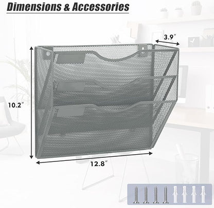EASEPRES 3 Pocket Mesh Hanging Wall File Organizer, Wall Mounted Mail Paper - Image 2
