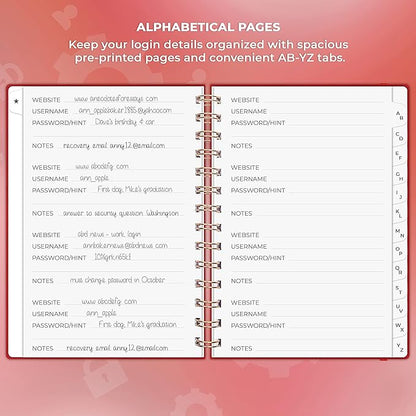 Clever Fox Password Book Spiral – Internet Address & Password Organizer - Image 3
