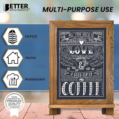Better Office Products Framed Tabletop Chalkboard Sign, 9.5" x 14", Rustic Wood - Image 6