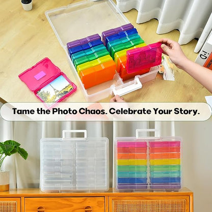Haundry Photo Storage Box with 16 Inner 4" x 6" Photo Case, Portable Storage - Image 7