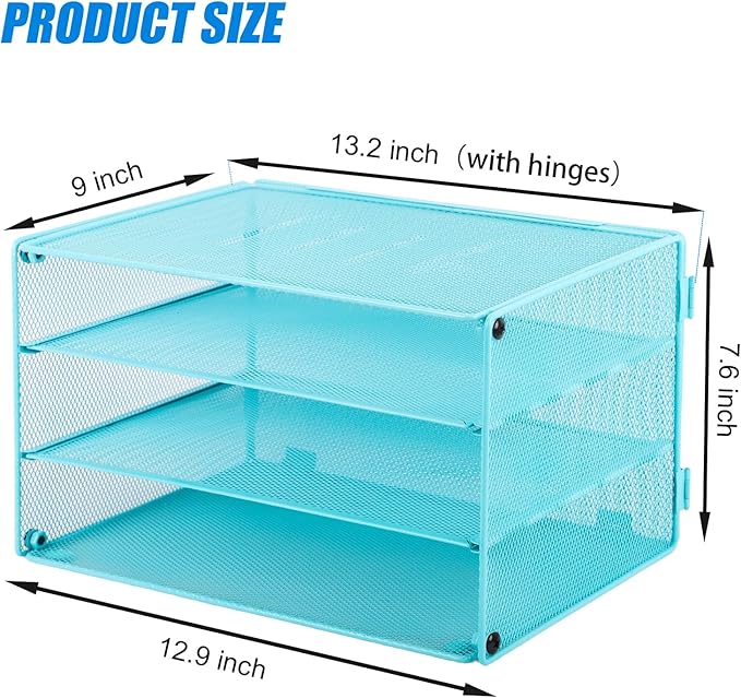 EASEPRES Paper Organizer Tray, 3 Tier Mesh Desk File Organizer Letter Sorter - Image 2