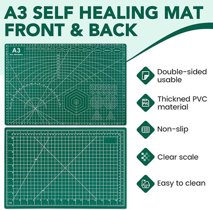 CLOYAN Cutting Mat 12"x18", 1 Pack Double-Sided 5-Ply Self Healing Sewing - Image 4