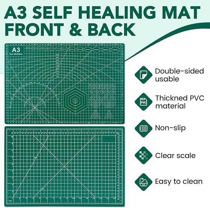CLOYAN Cutting Mat 12"x18", 10 Pack Double-Sided 5-Ply Self Healing Sewing - Image 4