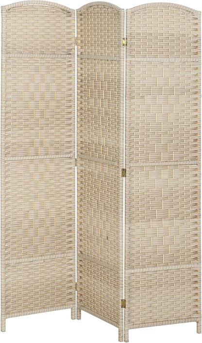 HOMCOM 3 Panel Room Divider, Hand-Woven Freestanding Wall Partition by HOMCOM