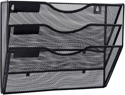 EASEPRES 3 Pocket Mesh Hanging Wall File Organizer, Wall Mounted Mail Paper by EASEPRES