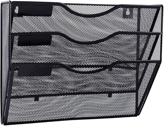 EASEPRES 3 Pocket Mesh Hanging Wall File Organizer, Wall Mounted Mail Paper by EASEPRES