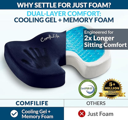 ComfiLife Gel Enhanced Seat Cushion – Office Chair Cushion – Non-Slip Gel & - Image 2