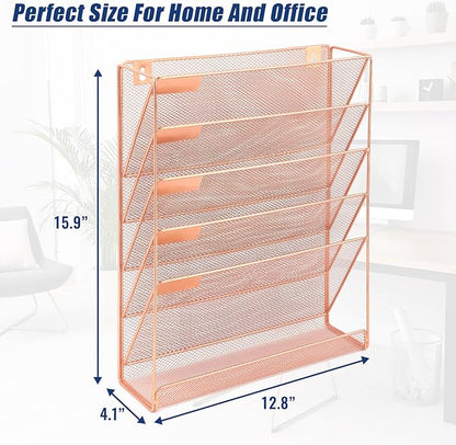 EASEPRES Desk File Organizer Mesh 6-Tier, Hanging Wall Mount Document - Image 6