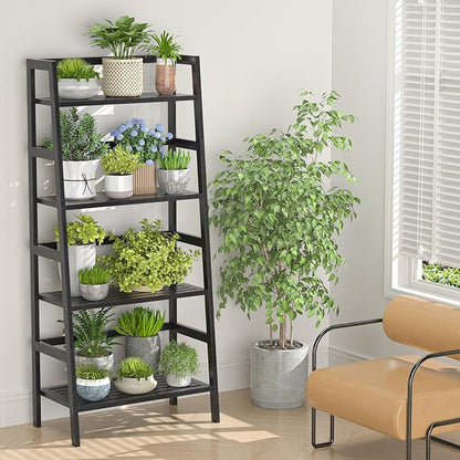 Homykic Bamboo Bookshelf 4-Tier Ladder Shelf, 49.2” Freestanding Open Bookcase - Image 6