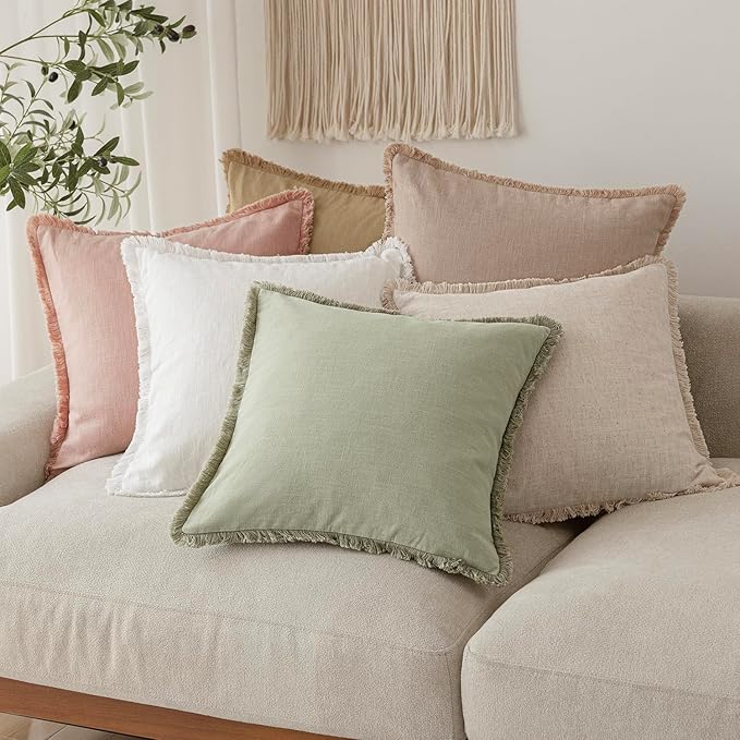 Foindtower Set of 2 Decorative Linen Fringe Lumbar Throw Pillow Covers - Image 7