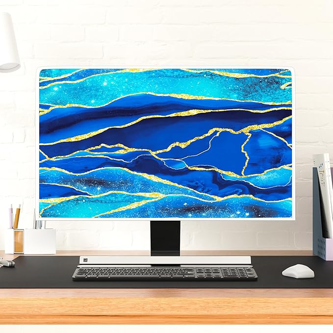 Baocicco Royal Blue Marble Waterproof Computer Monitor Dust Cover 22, 25 Inch - Image 2