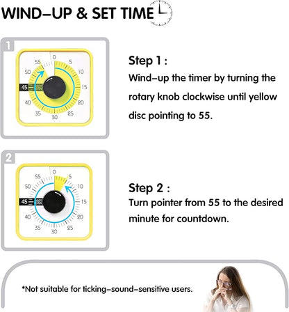 TWENTY5 SEVEN Countdown Timer 7.5 inch; 60 Minute 1 Hour Visual Timer – - Image 3