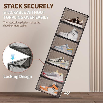 TOFWOF 10 Pack XX Large Shoe Organizer, Heavy-Duty Hard Thicken Plastic Clear - Image 3