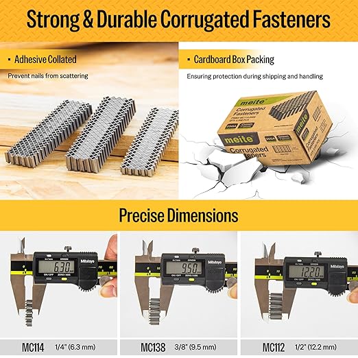 meite Corrugated Fasteners MC138 25 Gauge 1-Inch Crown 3/8-Inch Length Staples - Image 4