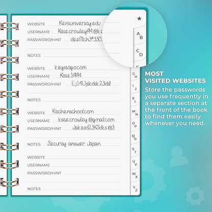 Clever Fox Password Book Spiral – Mini Internet Address & Password Organizer - Image 4