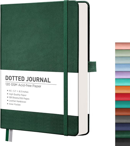 RETTACY Bullet Dotted Journal Notebook, 256 Pages, A5 Medium Size, Leather by RETTACY