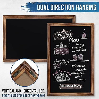 HBCY Creations 11" X 17" Torched Brown Solid Wood Frame Wall Chalkboard - Image 3