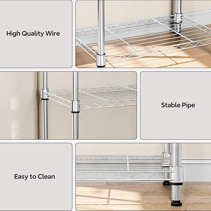 M MZG 5 Tiers Shelf Metal Storage Shelves Wire Rack Closet Organizers - Image 4
