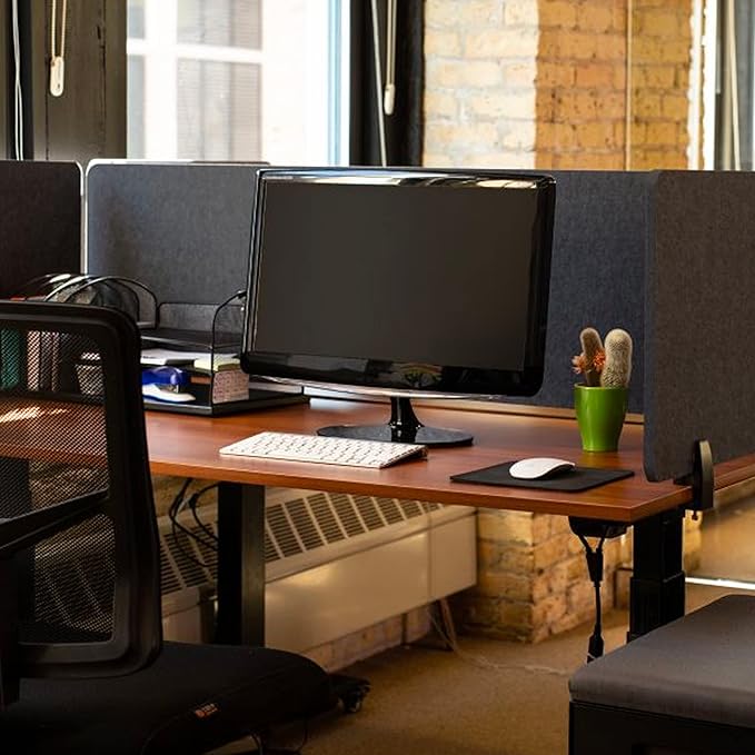 Stand Up Desk Store ReFocus Raw Clamp-On Acoustic Desk Divider Mounted Privacy - Image 3