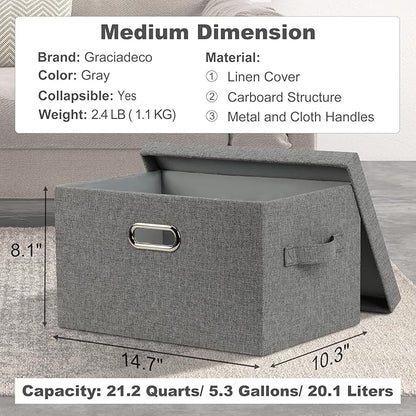 Graciadeco Medium 15" 21 Quart Collapsible Stackable Storage Bins - Image 2