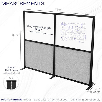 VIVO Modular Wall System, 2 PET and Whiteboard Panels, Professional Office - Image 3