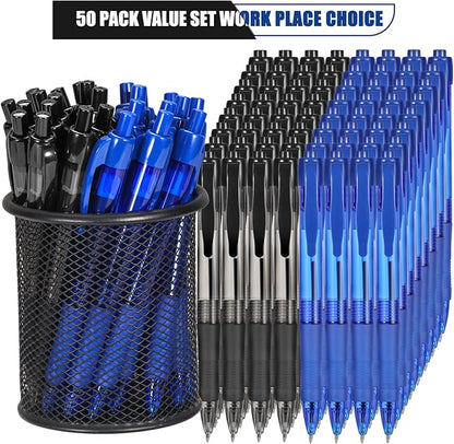 deegtran Pens Bulk, 50 Pack No Bleed Black & Blue Ink Click Pens - Image 2
