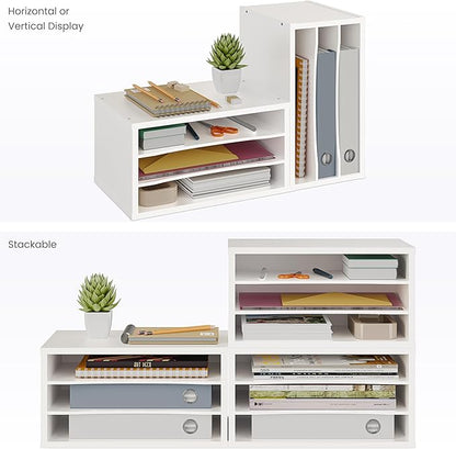 Ballucci Paper Organizer, 3-Tier Stackable Wood Desk Organizer, Document File - Image 8