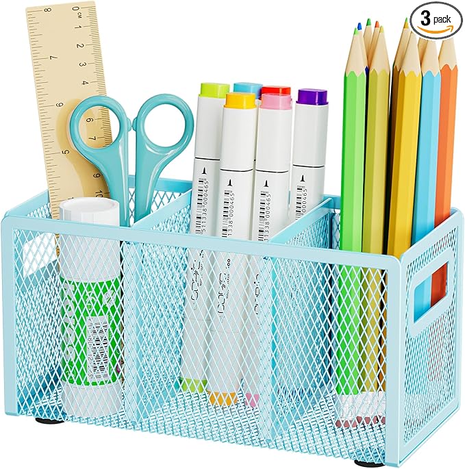 Marbrasse Mesh Pen Holder for Desk, Pencil Holder Desk Organizer 3 Adjustable by Marbrasse