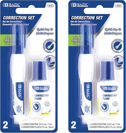BAZIC Products Correction Fluid, Soft Bristle Brush & Precise Metal Tip by BAZICProducts