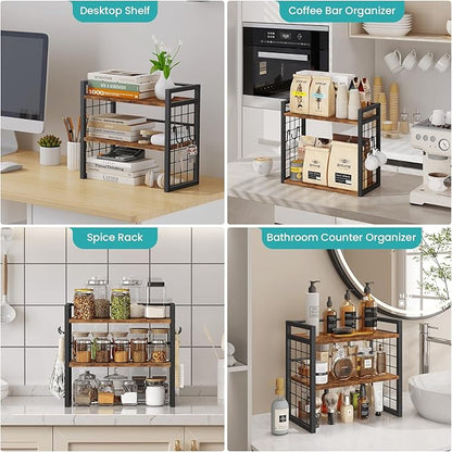 ELITEROO Desktop Shelf Organizer, 2 Tier Wood Desk Bookshelf, Desk Top Storage - Image 8