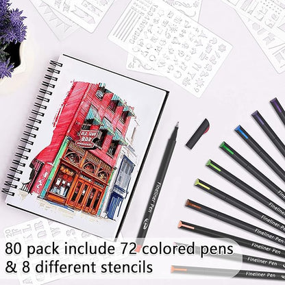 Tebik 80 Pack Planner Colored Pens, 72 Colors Drawing Pens - Image 3