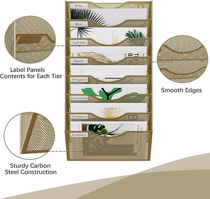 EasyPAG 8 Pocket Mesh Wall File Organizer, Hanging Paper Folder Holder - Image 3