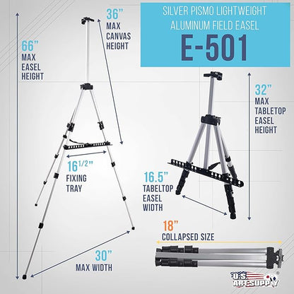 U.S. Art Supply 66" Silver Metal Tripod Easel Display - Image 2
