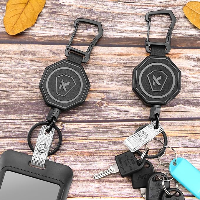 koorito 1 Pack Heavy Duty Retractable Keychain Clip Carabiner Badge Reel - Image 7