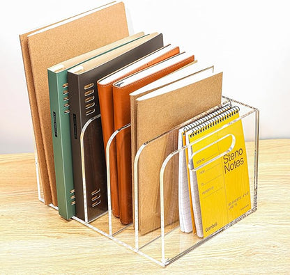 AIDIMOO Acrylic Magazine File Holder, 5 Vertical Compartments Desk Document - Image 3