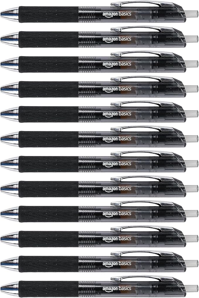 Amazon Basics Gel Pens Fine Point Smooth Writing Pens, Retractable, 12 Pack by AmazonBasics