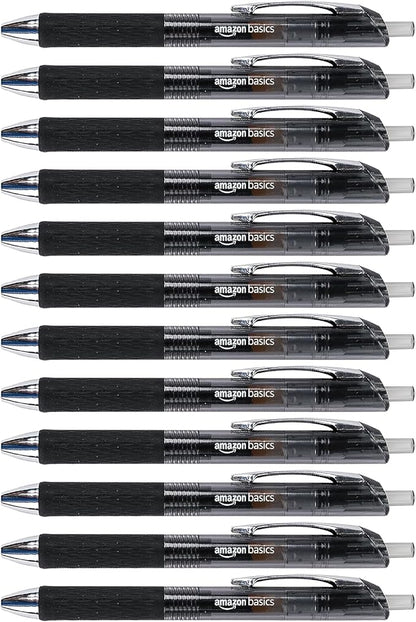 Amazon Basics Gel Pens Fine Point Smooth Writing Pens, Retractable, 12 Pack by AmazonBasics