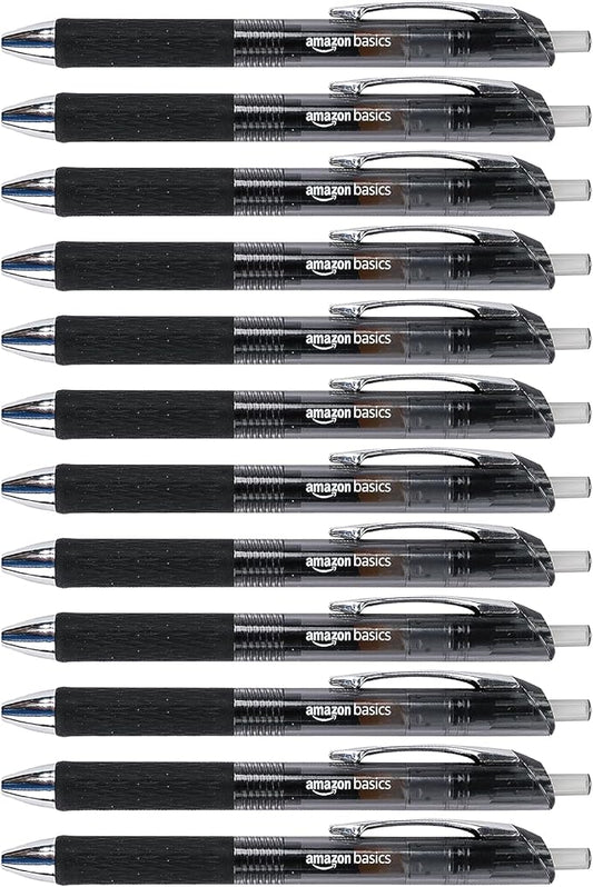 Amazon Basics Gel Pens Fine Point Smooth Writing Pens, Retractable, 12 Pack by AmazonBasics