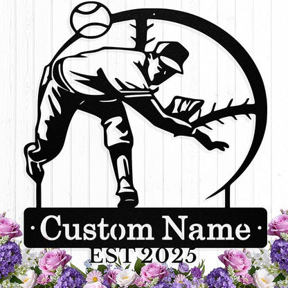 Personalized Baseball Metal Sign Custom Baseball Signs Wall Art, Custom Name by HengMeiZiK
