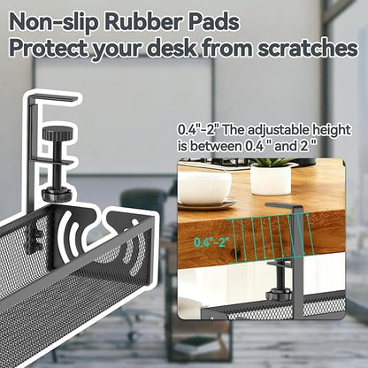 Cable Management, 25.3'' Under Desk Cable Management Tray No Drill, Metal Cable - Image 3
