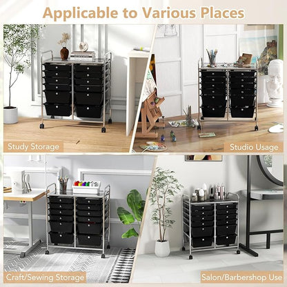 HAPPYGRILL Happygrill 12-Drawer Rolling Storage Cart, Utility Cart - Image 5
