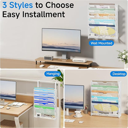 Lavatino 6-Tier Hanging File Organizer, Wall Mount File Holder - Image 4